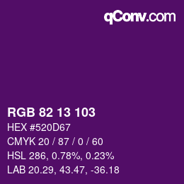 カラーコード: RGB 82 13 103 | qconv.com