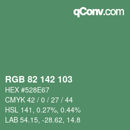 カラーコード: RGB 82 142 103 | qconv.com