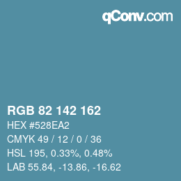 Color code: RGB 82 142 162 | qconv.com