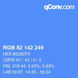 Color code: RGB 82 142 249 | qconv.com