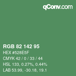 Color code: RGB 82 142 95 | qconv.com