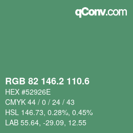 カラーコード: RGB 82 146.2 110.6 | qconv.com