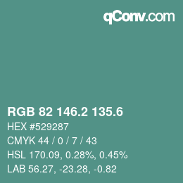 カラーコード: RGB 82 146.2 135.6 | qconv.com