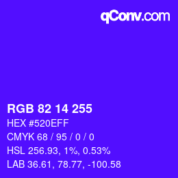 Color code: RGB 82 14 255 | qconv.com