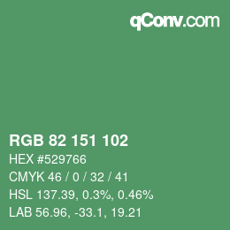 Color code: RGB 82 151 102 | qconv.com