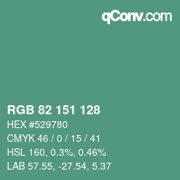 Color code: RGB 82 151 128 | qconv.com