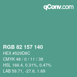 Color code: RGB 82 157 140 | qconv.com