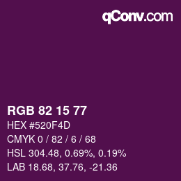 Color code: RGB 82 15 77 | qconv.com