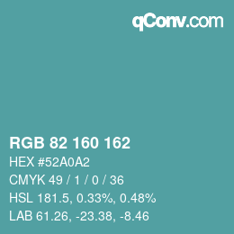 Color code: RGB 82 160 162 | qconv.com