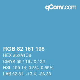 カラーコード: RGB 82 161 198 | qconv.com