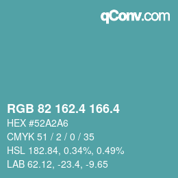 カラーコード: RGB 82 162.4 166.4 | qconv.com