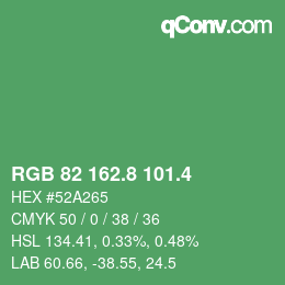 カラーコード: RGB 82 162.8 101.4 | qconv.com