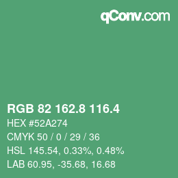 カラーコード: RGB 82 162.8 116.4 | qconv.com