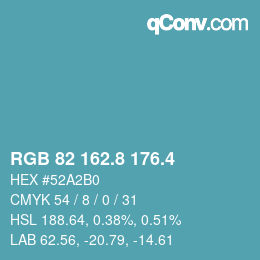 カラーコード: RGB 82 162.8 176.4 | qconv.com