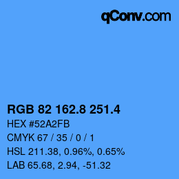 カラーコード: RGB 82 162.8 251.4 | qconv.com