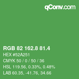 カラーコード: RGB 82 162.8 81.4 | qconv.com