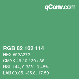 Color code: RGB 82 162 114 | qconv.com