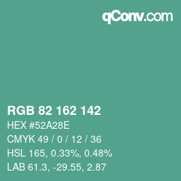 Color code: RGB 82 162 142 | qconv.com