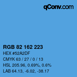 Color code: RGB 82 162 223 | qconv.com