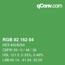 Color code: RGB 82 162 84 | qconv.com