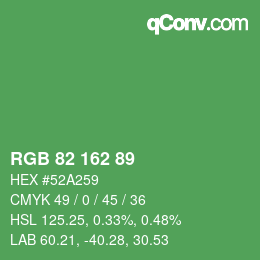 Color code: RGB 82 162 89 | qconv.com