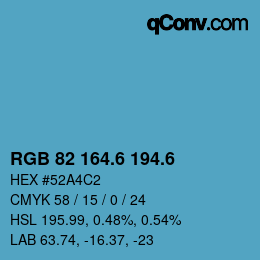 カラーコード: RGB 82 164.6 194.6 | qconv.com