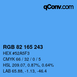 Color code: RGB 82 165 243 | qconv.com