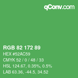 カラーコード: RGB 82 172 89 | qconv.com