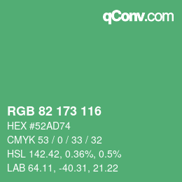 颜色代码: RGB 82 173 116 | qconv.com