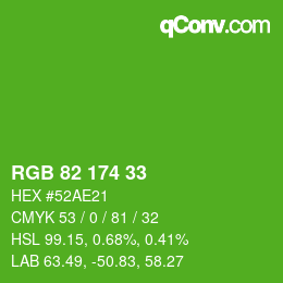 Color code: RGB 82 174 33 | qconv.com