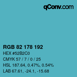 Color code: RGB 82 178 192 | qconv.com