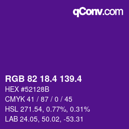 カラーコード: RGB 82 18.4 139.4 | qconv.com
