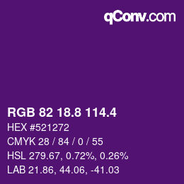 カラーコード: RGB 82 18.8 114.4 | qconv.com