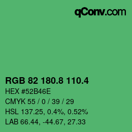 カラーコード: RGB 82 180.8 110.4 | qconv.com