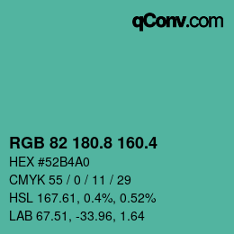 カラーコード: RGB 82 180.8 160.4 | qconv.com