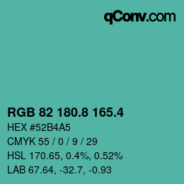カラーコード: RGB 82 180.8 165.4 | qconv.com