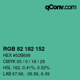 Color code: RGB 82 182 152 | qconv.com