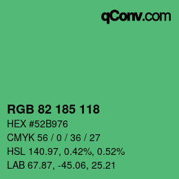 Color code: RGB 82 185 118 | qconv.com