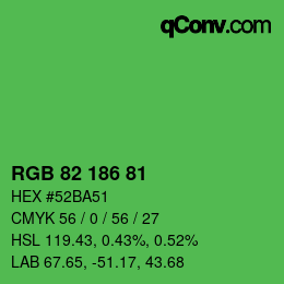 Color code: RGB 82 186 81 | qconv.com
