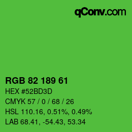 Código de color: RGB 82 189 61 | qconv.com
