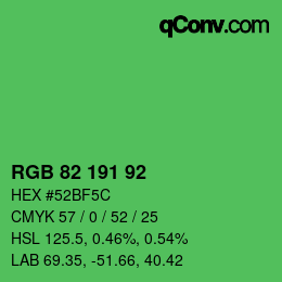 Color code: RGB 82 191 92 | qconv.com