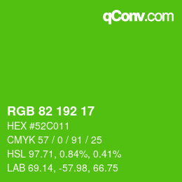 颜色代码: RGB 82 192 17 | qconv.com