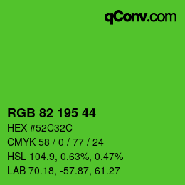 颜色代码: RGB 82 195 44 | qconv.com