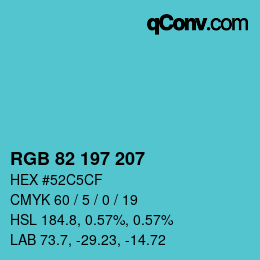 カラーコード: RGB 82 197 207 | qconv.com