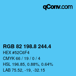 カラーコード: RGB 82 198.8 244.4 | qconv.com