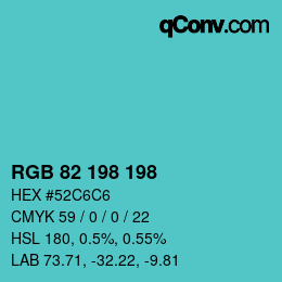 Color code: RGB 82 198 198 | qconv.com