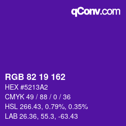 Color code: RGB 82 19 162 | qconv.com