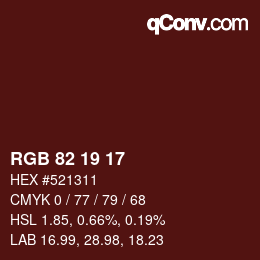 カラーコード: RGB 82 19 17 | qconv.com