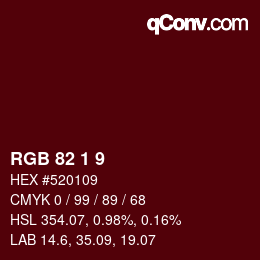Color code: RGB 82 1 9 | qconv.com