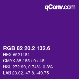 カラーコード: RGB 82 20.2 132.6 | qconv.com